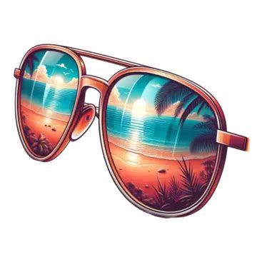 Sun Glasses Tropical Beach Reflection Vector Art Pic, Tropical Beach ...