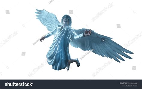 Biblical Angel Big White Wings Flying Stock Illustration 2118465488 ...