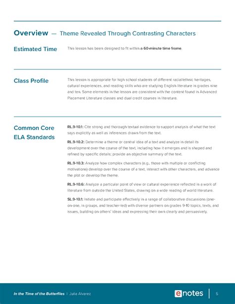 In the Time of the Butterflies Themes Lesson Plan - eNotes.com