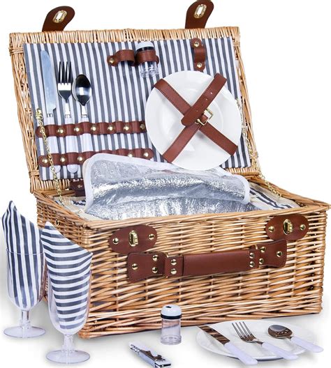 SatisInside Insulated Deluxe Kit da 16 Pezzi Set Cestini da Picnic a ...