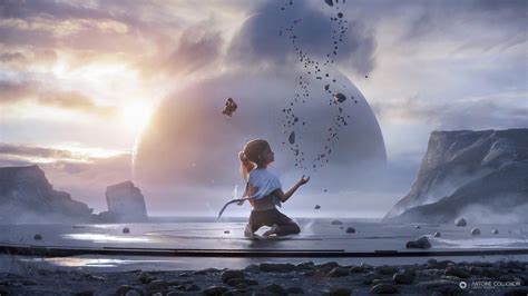 Enchanted Horizon: Fantasy Child HD Wallpaper by Antoine Collignon