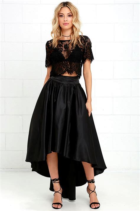 Lovely Black Skirt - Satin Skirt - High-Low Skirt - $93.00 - Lulus