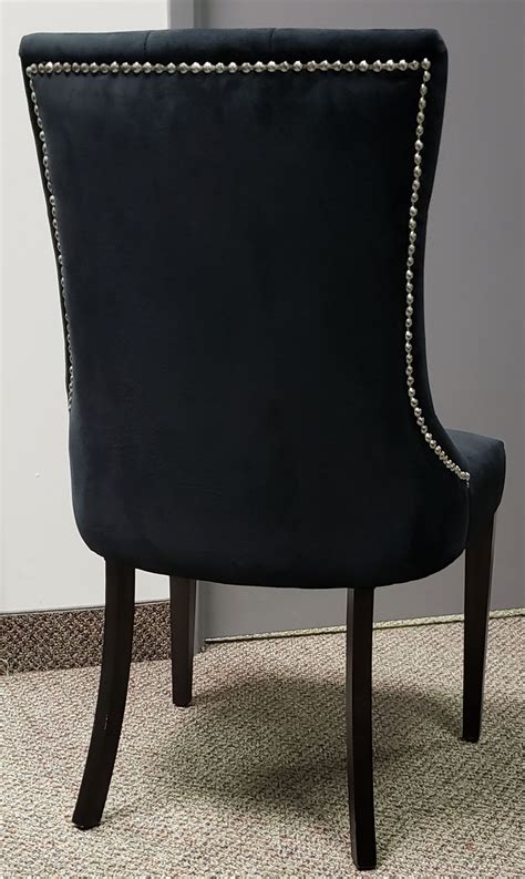 Leather Parson, Dining Room & Kitchen Chairs :: Black Velvet Dining Chair w/Crystal Buttons and ...