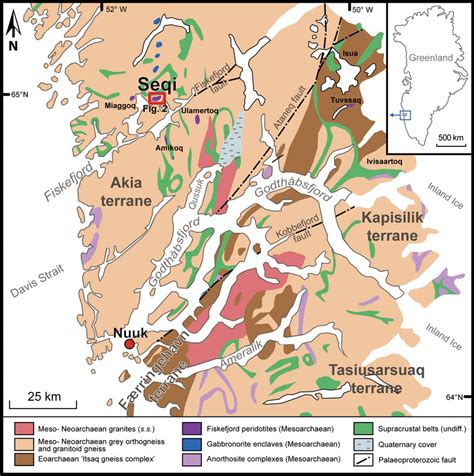 Simplified geological map of the Nuuk region with the Seqi Ultramafic ...