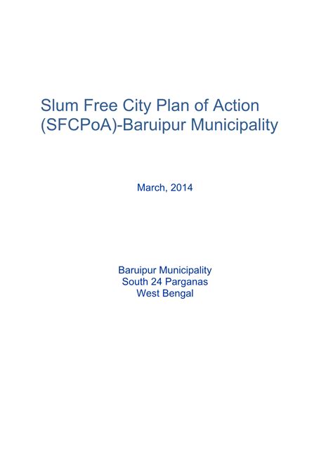 Slum Free City Plan of Action (Sfcpoa)-Baruipur Municipality - DocsLib