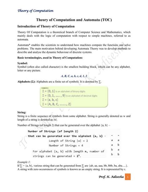 Theory of computation and automata | PDF