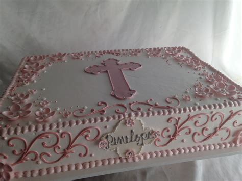 Hand piped sheet cake Baptism Sheet Cake, Baptism Party, Christening ...