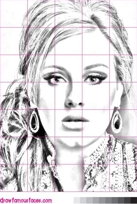 How to Draw a Portrait of Adele: Grid | Portrait drawing, Drawing grid, Beautiful art paintings