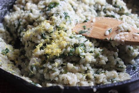 Spinach Risotto with Lemon and Goat Cheese - Baker by Nature