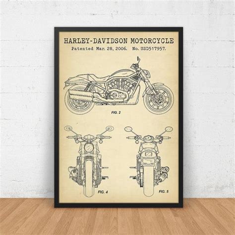 Harley Davidson Motorcycle Blueprint Art Motorcycle Patent | Etsy | Blueprint art, Harley ...