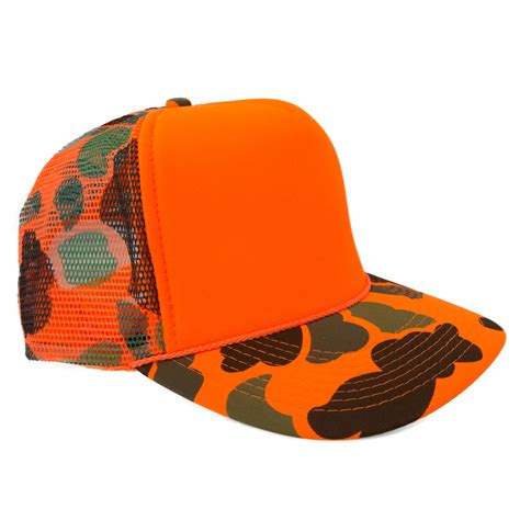 Camo Trucker Hat - Blaze Orange Hunting Hat - Walmart.com