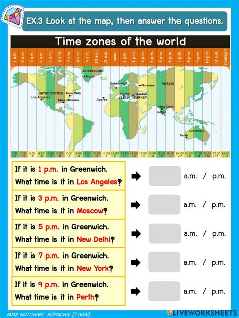 Time Zones online exercise | Live Worksheets - Worksheets Library