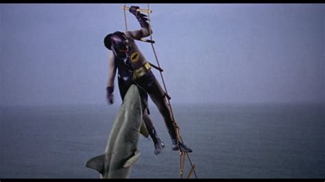 Batman (played by Adam West) fights a shark. Screencap from Batman: The ...