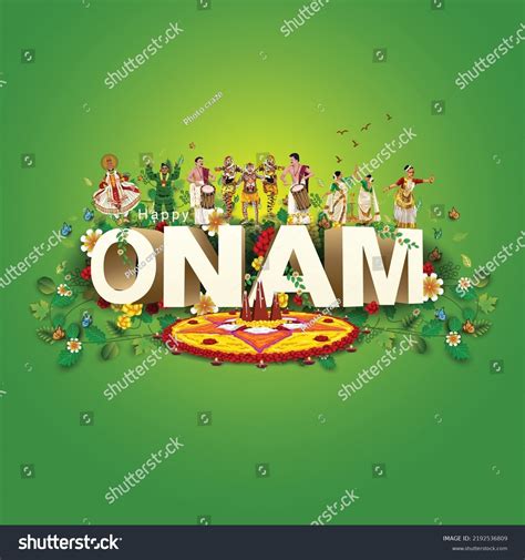 South Indian Kerala Festival Happy Onam Stock Vector (Royalty Free ...