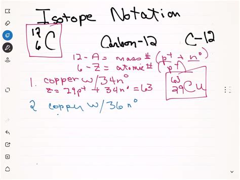 SOLVED:Write isotopic symbols in the form (A)/(Z) for each isotope. a. the copper isotope with ...