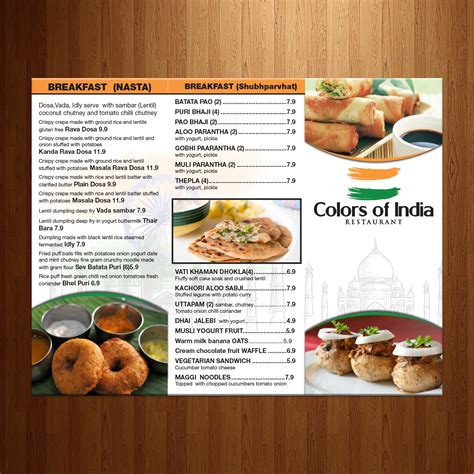 Indian Restaurant Menu Design Samples