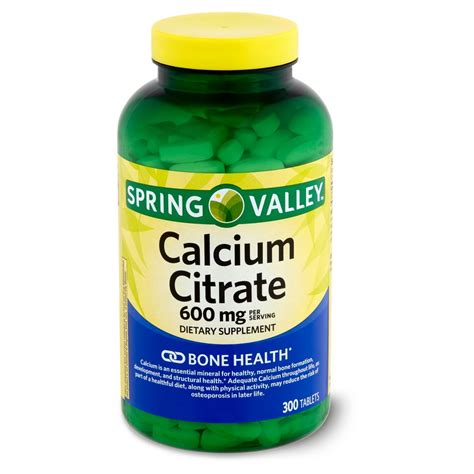 Spring Valley Calcium Citrate Dietary Supplement, 600 mg, 300 count - Walmart.com - Walmart.com