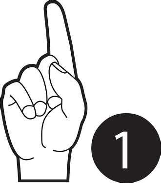 American Sign Language Clipart-sign language number 1 outline