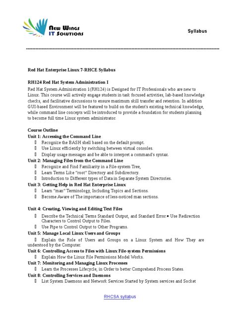 RHCSA Syllabus | PDF | Command Line Interface | File System