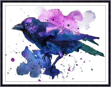 Crow Original watercolor painting Art print from my