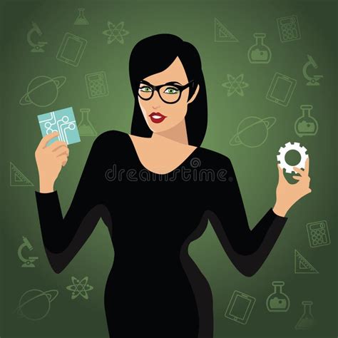 Woman With STEM Icons Flat Design EPS10 Vector Stock Vector - Illustration of educator, equation ...