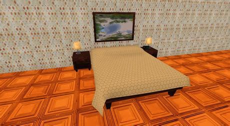 Second Life Marketplace - Mesh Bed with Nightstand and Picture - 2 Styles (3-6 LI)