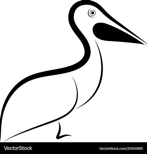 Pelican line drawing Royalty Free Vector Image