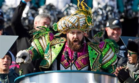 Jason Kelce at the Mummers Mardi Gras Parade playing with the Avalon ...