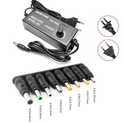 AC Adjustable Power Supply 3V-24V 3A AC DC 8 Plug Connect Universal ...