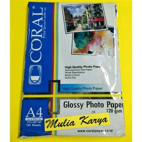 Jual Kertas Foto / Photo Paper Glossy A4 120. Isi 100 lembar Indonesia ...