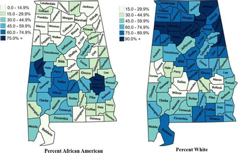 Racial demographics in Alabama by county (2016) | Download Scientific ...