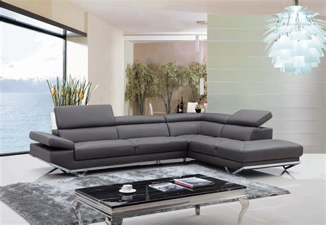 Divani Casa Quebec - Modern Dark Grey Eco-Leather Right Facing ...