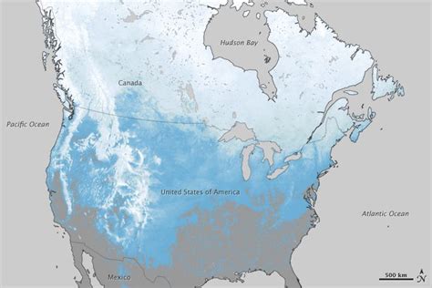 One year after being pelted with widespread and abundant snowfall, much of North America stayed ...