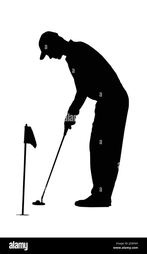 Golf Sport Silhouette - Golfer putting on practicing green Stock Vector ...