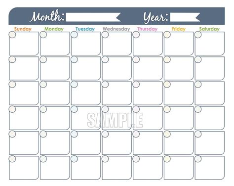 Monthly Calendar With No Dates | Example Calendar Printable