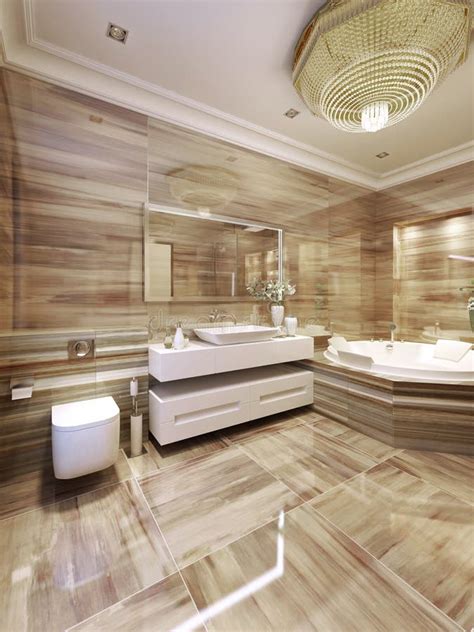 Modern Bathroom With Jacuzzi Stock Image - Image of elegant, beige ...