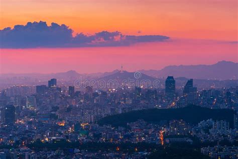 Seoul City Skyline, the Best View of South Korea. Stock Photo - Image ...