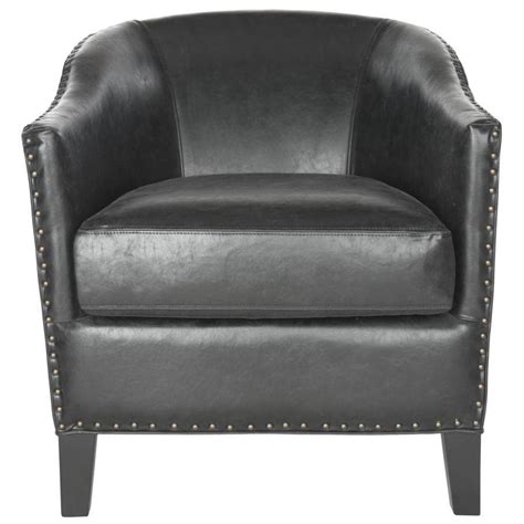 Safavieh Evander Casual Black Faux Leather Accent Chair at Lowes.com