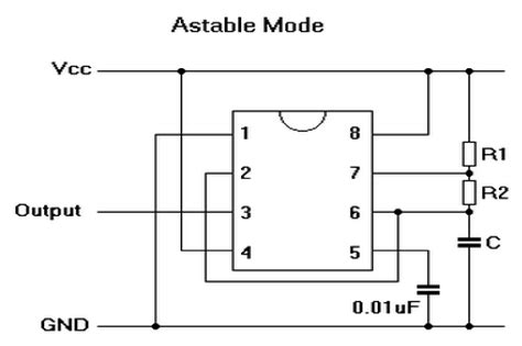 Astable 555 Timer Schematic