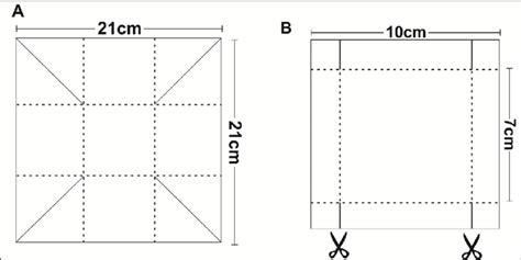 Diagram to guide the making of Box (A) and its cover (B) used to ...