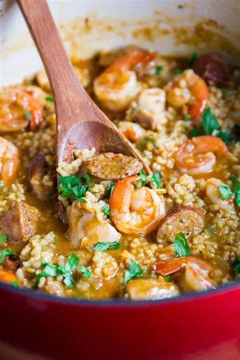 Brown Rice Jambalaya with Chicken and Shrimp - Simply Home Cooked