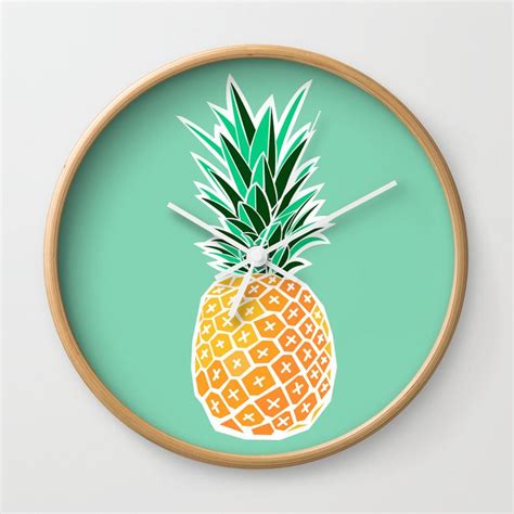 Pineapple Wall Clock by Metro&medio Designs | Society6