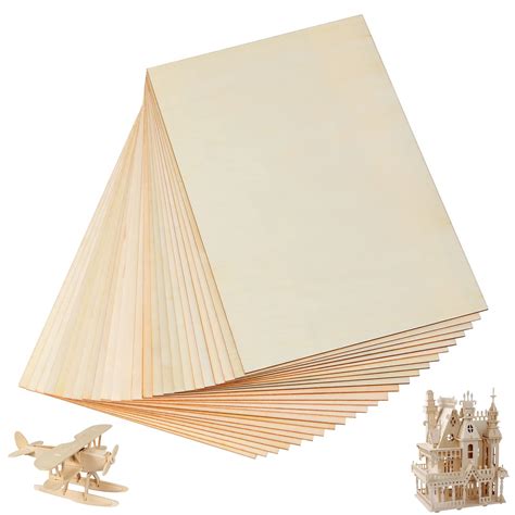 Buy YOUNTHYE 24PCS Unfinished Plywood Sheets, 300x200x2mm Balsa Wood Sheets, Rectangular A4 Wood ...