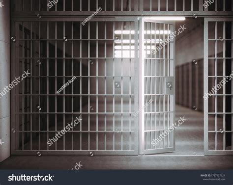 Corridor Prison Bars Open Cell Door Stock Illustration 1737127121 ...