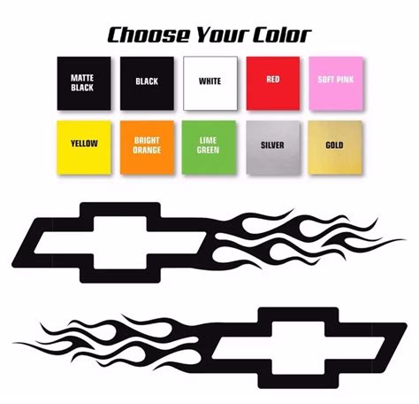 1Pair Chevy Bowtie Flame Style Logo Right & Left car decal stickers/ Pick 2pcs 30x6.25cm-in ...