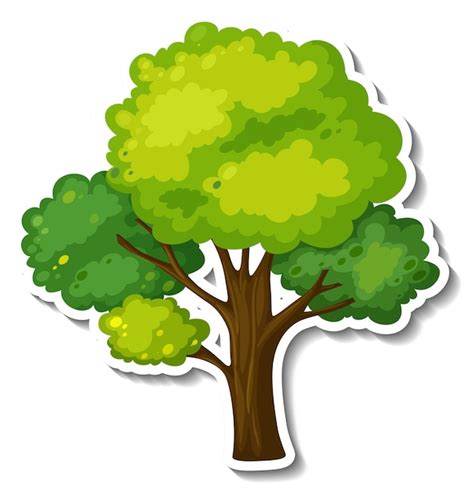 Free Vector | A tree with green leaves sticker on white background