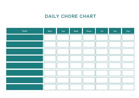 Daily Chore Chart Template in Microsoft Word | Template.net