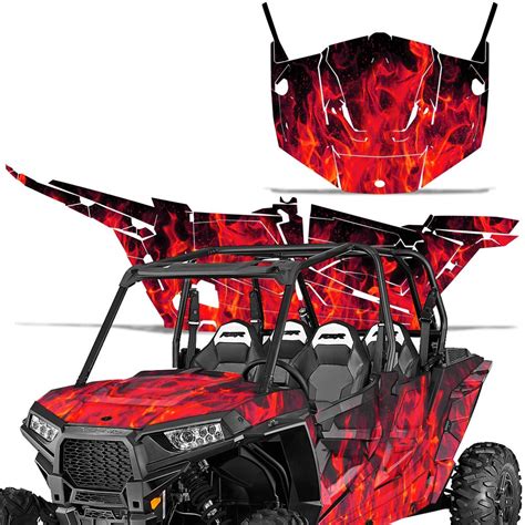 Polaris RZR1000 XP 4DR 2013-2016 Graphic Kit UTV Decal Sticker RZR 1000 4 Door FLAMES RED- Buy ...