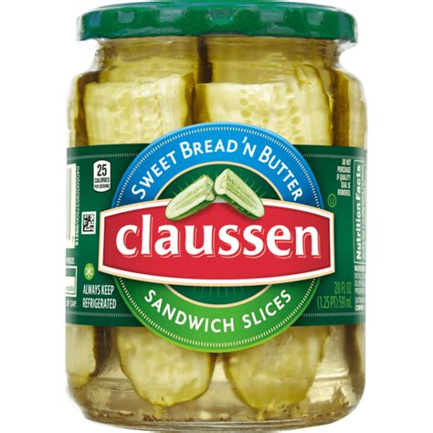 Claussen Sweet Bread N' Butter Sandwich Slice Pickles (20 fl oz ...