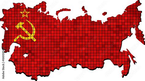 Soviet Union map with flag inside - Illustration, Map of USSR - SSSR national flag, The national ...